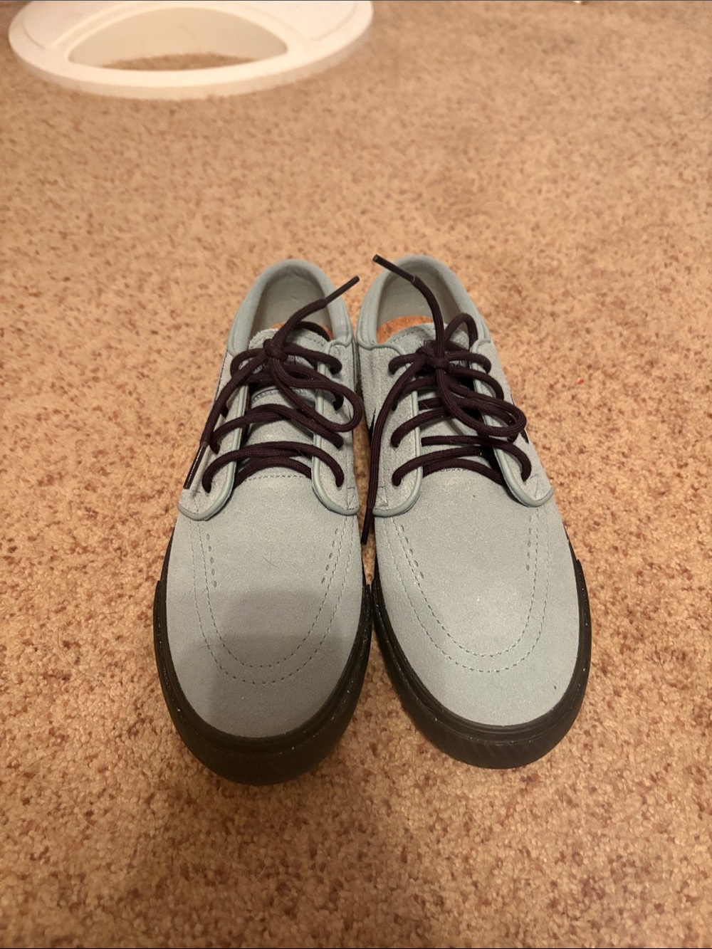 Nike Men's Light Blue Suede Low-Top Sneakers with Black Soles